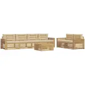 Syfax Buiten bankenset 7 pcs Wit en Beige Massief Acaciahout