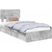 vidaXL Opbergbed met lade Beton Grijs 90 x 190 cm Bewerkt hout