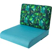 Hobbygarden Tuinkussen Nel Azuurblauw-Groen 50x50cm - Geschikt voor oa Wicker tuins-set & Stoelen - Waterafstotend - Uv Bestendig