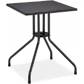 Relaxdays tuintafel zwart - buitentafel houtlook - eettafel tuin - balkontafel kunststof