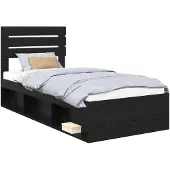 vidaXL Bedframe met hoofdeinde Zwart 90 x 190 cm Massief grenenhout