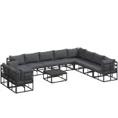 vidaXL Tuinset met 11 delen, zwart, aluminium