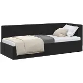 vidaXL Hoek Bed Frame met hoofdeinde Zwart 80 cm x 200 cm Fluweel