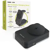 Mobile Origin 3-in-1 opvouwbare oplader met lamp, model PW28, zwart