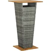 Syfax Bartafel 60x60x110 cm poly rattan en massief acaciahout grijs