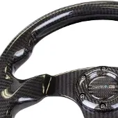 Nrg Carbon Fiber Steering Wheel (320mm) Flat Bottom w/Shiny Black Carbon