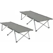 vidaXL Opvouwbaar Campingbed 2 pcs Grijs 194 x 62,5 x 42,5 cm