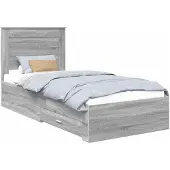 vidaXL Bedframe met lade Grijs Sonoma 100 x 200 cm Bewerkt hout