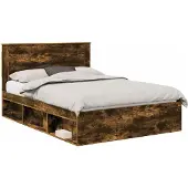vidaXL Bedframe Rook Eiken 140 x 200 cm Massief grenenhout