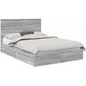 vidaXL Opbergbed met lade Grijs Sonoma 140 x 200 cm Bewerkt hout