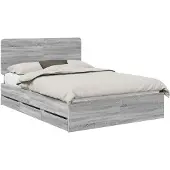 vidaXL Bedframe met lade Grijs Sonoma 160 x 200 cm Ingenieurshout