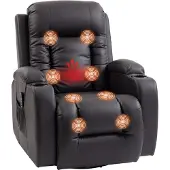 HOMCOM Massage Relaxstoel-Kunstleer, staal-99L x 82B x 103H cm-Bruin