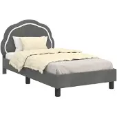 vidaXL Kinderen bedframe met hoofdboard Donkergrijs 80 x 160 cm