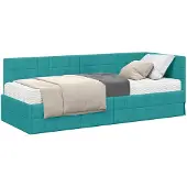 vidaXL Hoekbedframe met Matras met hoofdeinde 2 st Turquoise Fluweel