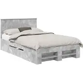 vidaXL Bedframe met hoofdeinde Beton Grijs 137 x 203 cm Bewerkt hout
