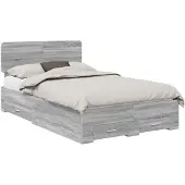 vidaXL Bedframe met lade Grijs Sonoma 120 x 190 cm Bewerkt hout