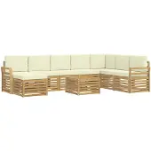 vidaXL Buiten bank set 9 st Wit en crèmekleurig Polyester