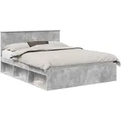 vidaXL Bedframe Betonnen Grijs 150 x 200 cm Massief grenenhout