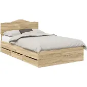 vidaXL Bedframe met lade Sonoma Eik 120 x 190 cm Ingenieurshout