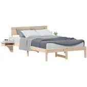 vidaXL Bedframe met hoofdeinde Bruin 140 x 190 cm Massief grenenhout