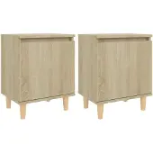 vidaXL Nachtkastjes 2 st met houten poten 40x30x50 cm sonoma eiken
