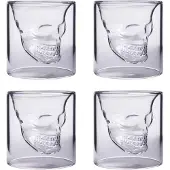 Aretica Shot glaasjes Skull - Echt glas - Set van 4