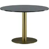 QUVIO Eettafel rond - Donkergrijs marmer - Goudkleurig staal
