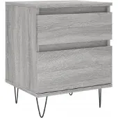 vidaXL Nachtkastje 40x35x50 cm bewerkt hout grijs sonoma eikenkleurig