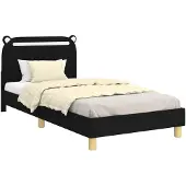 vidaXL Kinderen bedframe met hoofdboard Zwart 90 x 200 cm Stof
