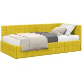 vidaXL Hoekbedframe met Matras 2 st Geel 100 x 200 cm Fluweel