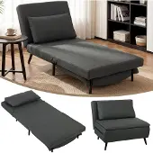 HOMCOM Chair Bed-Polyester-90L x 89B x 79H cm-Dunkelgrau