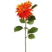 Mica Decorations Kunstbloem Dahlia Artistic - H74 cm - oranje - kunststof - stelen kunstbloemen - boeket - bloemetjes