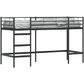 vidaXL Kids'loftbedframe Effen Zwart 100 x 190 cm Staal