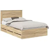 vidaXL Bedframe met lade Sonoma Eik 120 x 190 cm Ingenieurshout