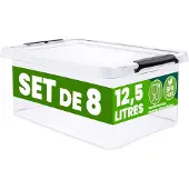 Deuba Opbergbox 8 Stuks Transparant 39x29x17cm 12,5L stapelbaar