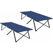 vidaXL Opvouwbaar Campingbed 2 pcs Blauw 206 x 76 x 74 cm