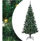 vidaXL Kunststof Voorverlichte Kerstboom Groen 210 cm PVC en Metalen