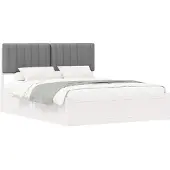 vidaXL Bedframe met Gevoerde Hoofdbord Lichtgrijs 150 x 200 cm