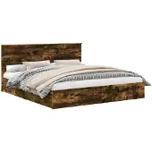 vidaXL Opbergbed met lade Rook Eiken 180 x 200 cm Bewerkt hout