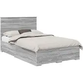 vidaXL Bedframe met lade Grijs Sonoma 135 x 190 cm Bewerkt hout