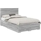 vidaXL Bedframe met lade Grijs Sonoma 120 x 190 cm Bewerkt hout