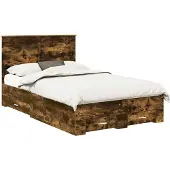 vidaXL Bedframe met lade Rook Eiken 120 x 200 cm Bewerkt hout