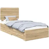 vidaXL Bedframe met lade Sonoma Eik 90 x 190 cm Bewerkt hout