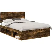 vidaXL Bedframe Rook Eiken 150 x 200 cm Massief grenenhout