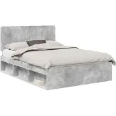 vidaXL Bedframe, betonkleur, 150 x 200 cm, massief grenenhout