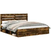 vidaXL Bedframe Rook Eiken 200 x 200 cm Massief grenenhout