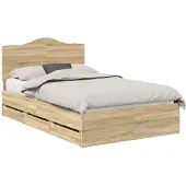 vidaXL Bedframe met lade Sonoma Eik 120 x 190 cm Ingenieurshout