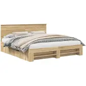 vidaXL Bedframe met hoofdeinde Sonoma Eik 180 x 200 cm Bewerkt hout