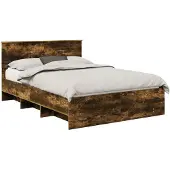 vidaXL Bedframe met hoofdeinde Rook Eiken 150 x 200 cm Bewerkt hout