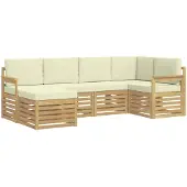 vidaXL Buiten bank set 6 st Wit en crèmekleurig Polyester